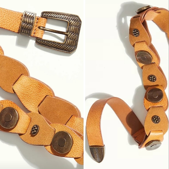 RARE*FREE PEOPLE Medallion Raw Cowhide Leather Bohemian Belt $98-FP.COM 2021' - Picture 10 of 16